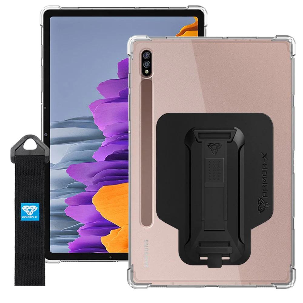 ZXS-SS-S7 | Samsung Galaxy Tab S8 SM-X700 / SM-X706 | 4 corner protection case w/ hand strap kick stand & X-mount