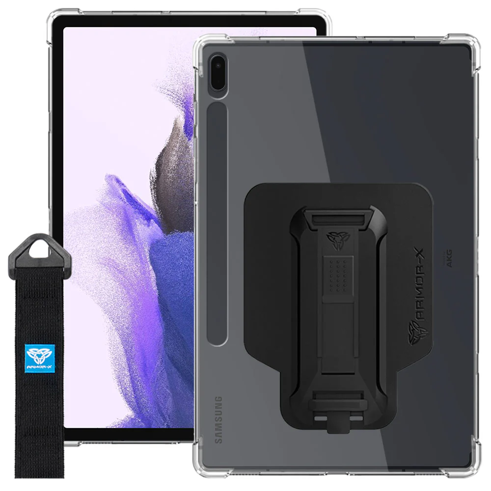 ZXS-SS-S7P | Samsung Galaxy Tab S7 FE SM-T730 / T733 / T736B / T735NZ | 4 corner protection case w/ hand strap kick stand & X-mount