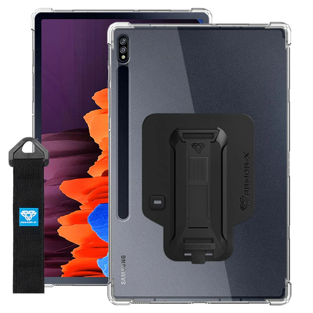 ZXS-SS-S7P | Samsung Galaxy Tab S7 Plus S7+ SM-T970 / T975 / T976B | 4 corner protection case w/ hand strap kick stand & X-mount - Image 11