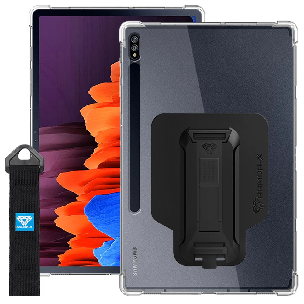 ZXS-SS-S7P | Samsung Galaxy Tab S8+ S8 Plus SM-X800 / SM-X806 | 4 corner protection case w/ hand strap kick stand & X-mount