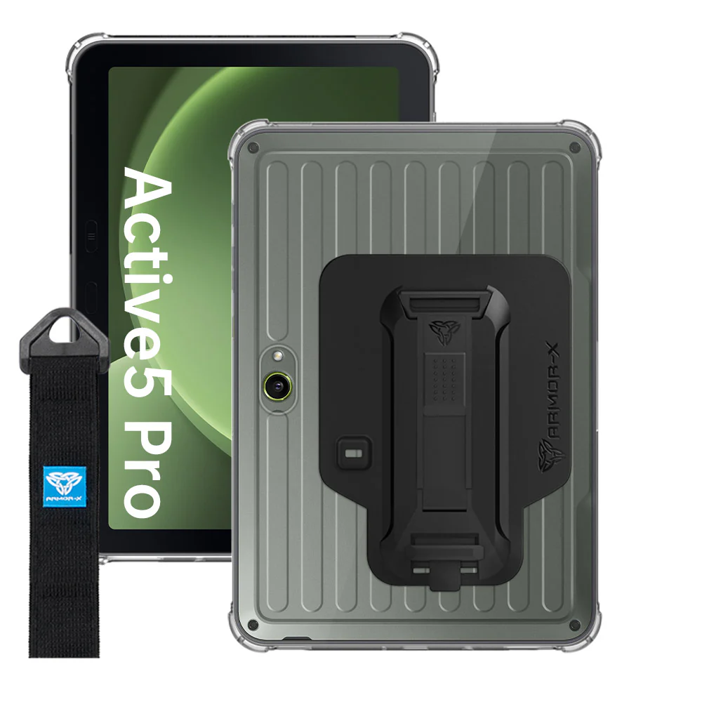 ZXS-SS-X350 | Samsung Galaxy Tab Active5 Pro (10.1-inch) SM-X350 SM-X356 SM-X358 / Active4 Pro / Active Pro | 4 corner protection case w/ hand strap kick stand & X-mount - Image 11