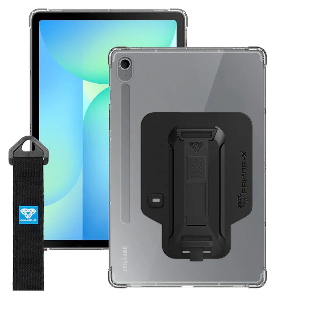 ZXS-SS-X510 | Samsung Galaxy Tab S10 FE SM-X520 X526 X528 / S10 Lite SM-X400 X406 | 4 corner protection case w/ hand strap kick stand & X-mount - Image 12