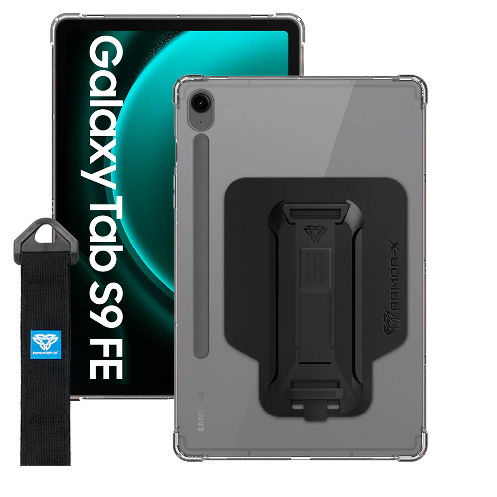 ZXS-SS-X510 | Samsung Galaxy Tab S9 FE SM-X510 X516 X518 | 4 corner protection case w/ hand strap kick stand & X-mount
