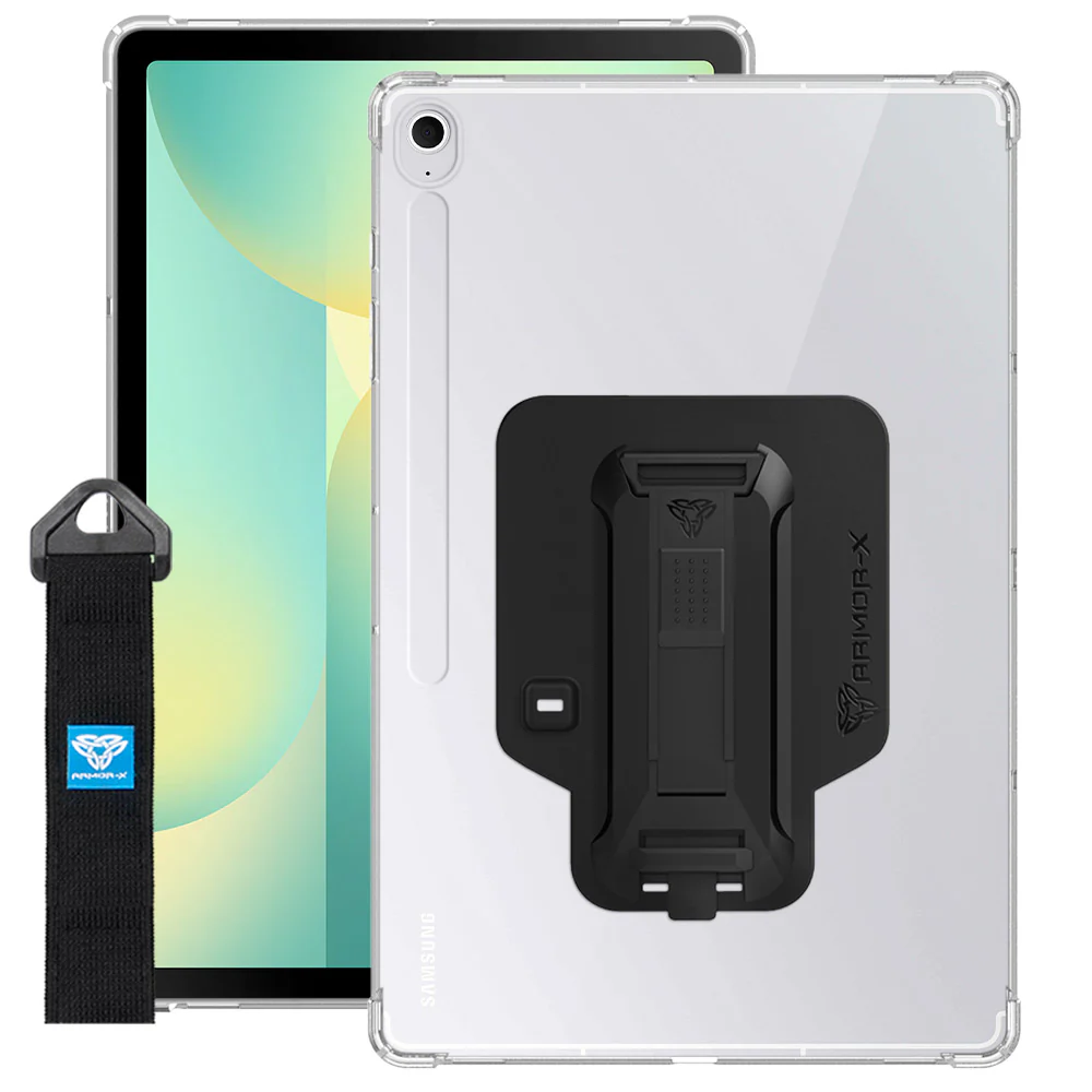 ZXS-SS-X620 | Samsung Galaxy Tab S10 FE+ S10 FE Plus SM-X620 X626 X628 | 4 corner protection case w/ hand strap kick stand & X-mount - Image 11